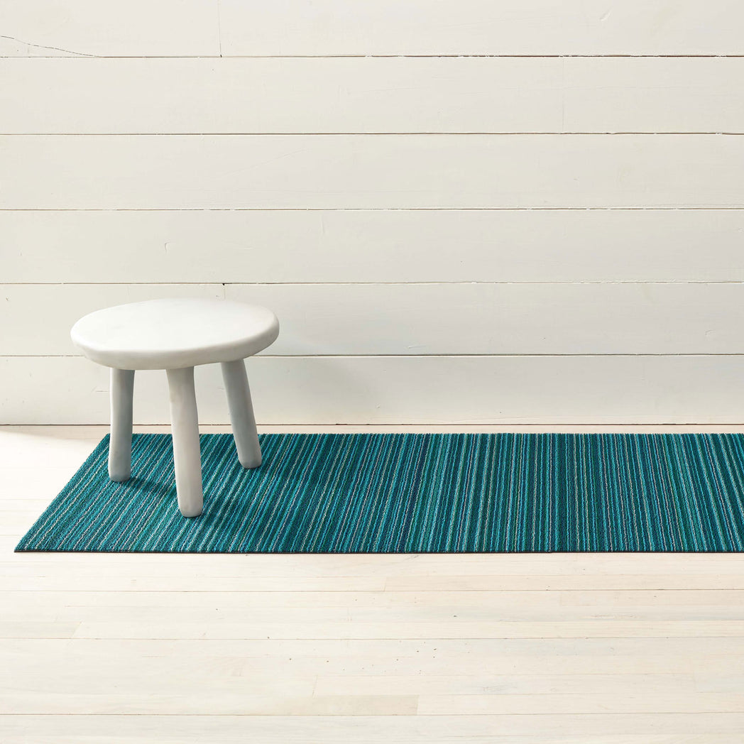 Skinny Stripe Shag Mats - Turquoise Runner