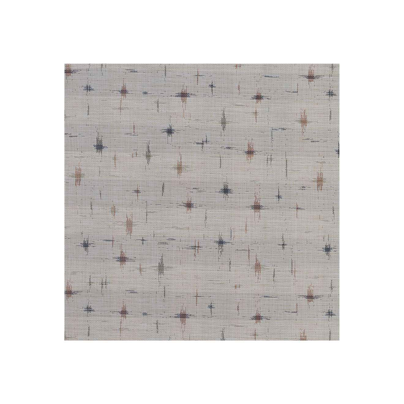Square Woven Floor Mat in Light Warm Beige with Muted Dark Blues, Warm Reds and Light Greens
