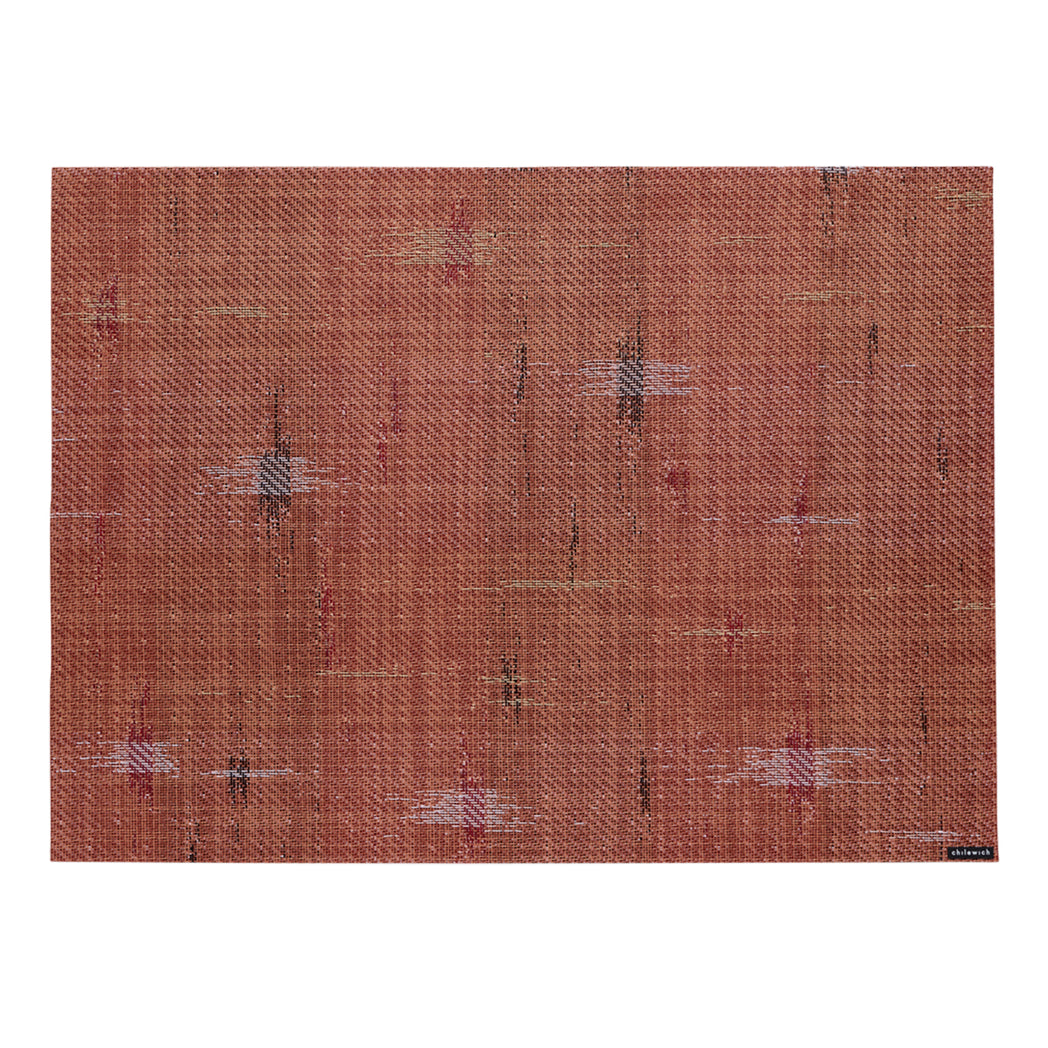 Cider Placemats in Muted Orange Red with Warm Beige, Light Pink, Dark Red and Dark Brown