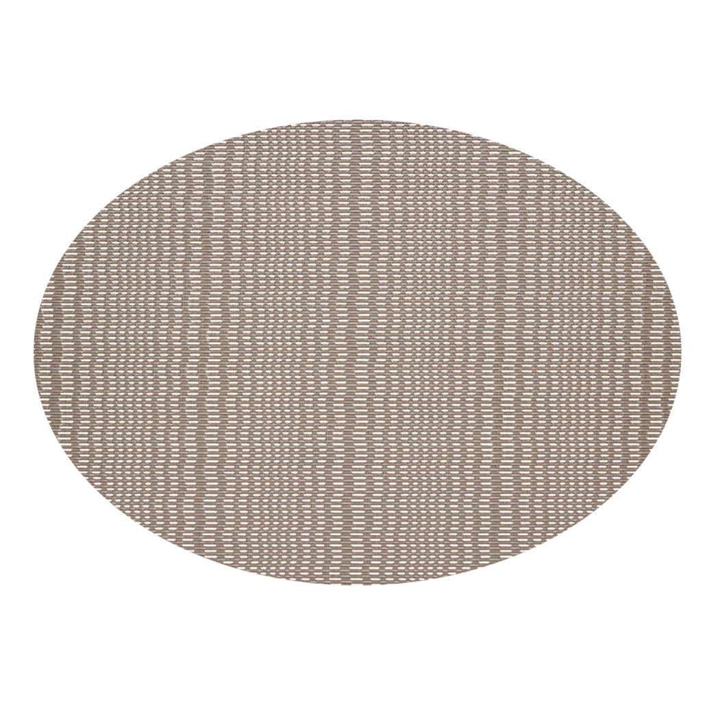 Oval Placemats in Midtone Greige with Light Greige
