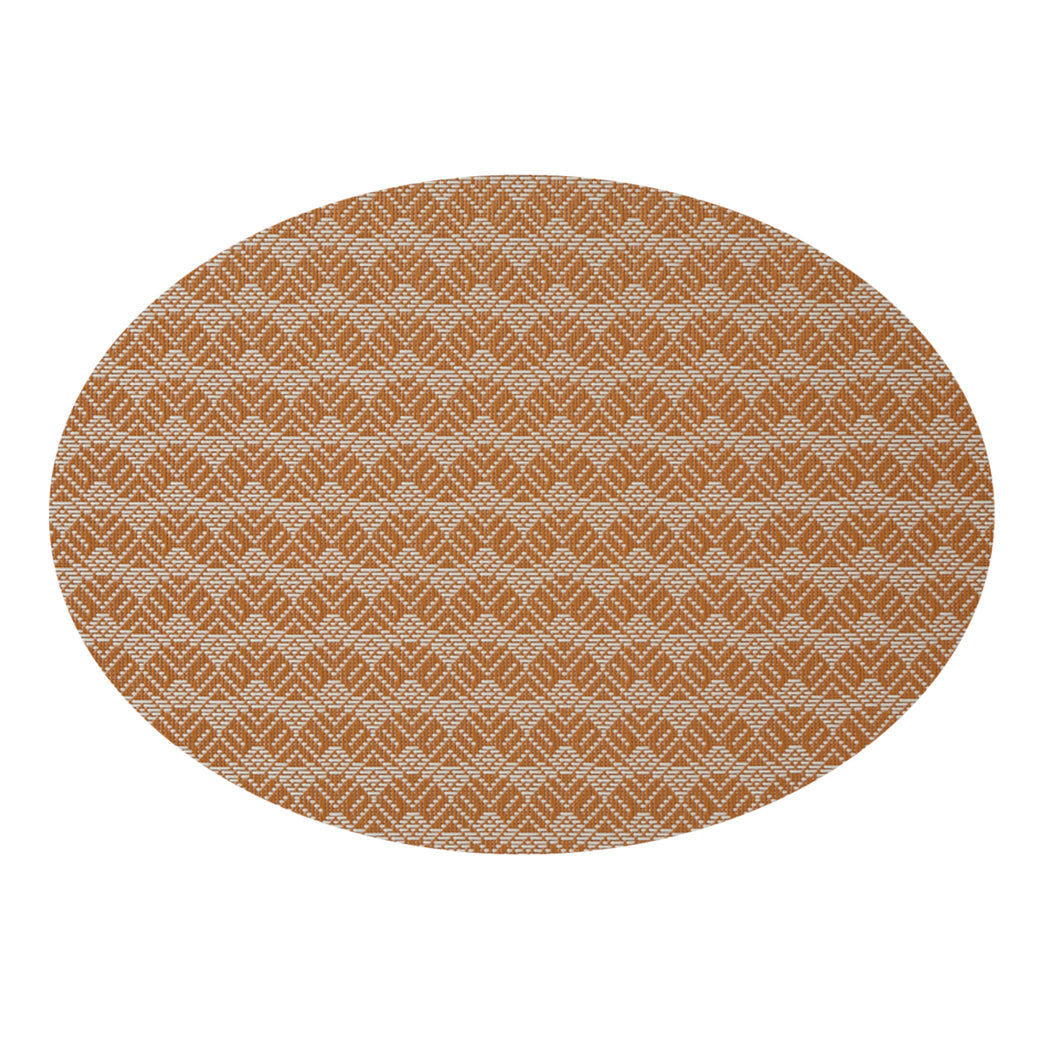 Oval Placemats in Dark Warm Tan and Off White