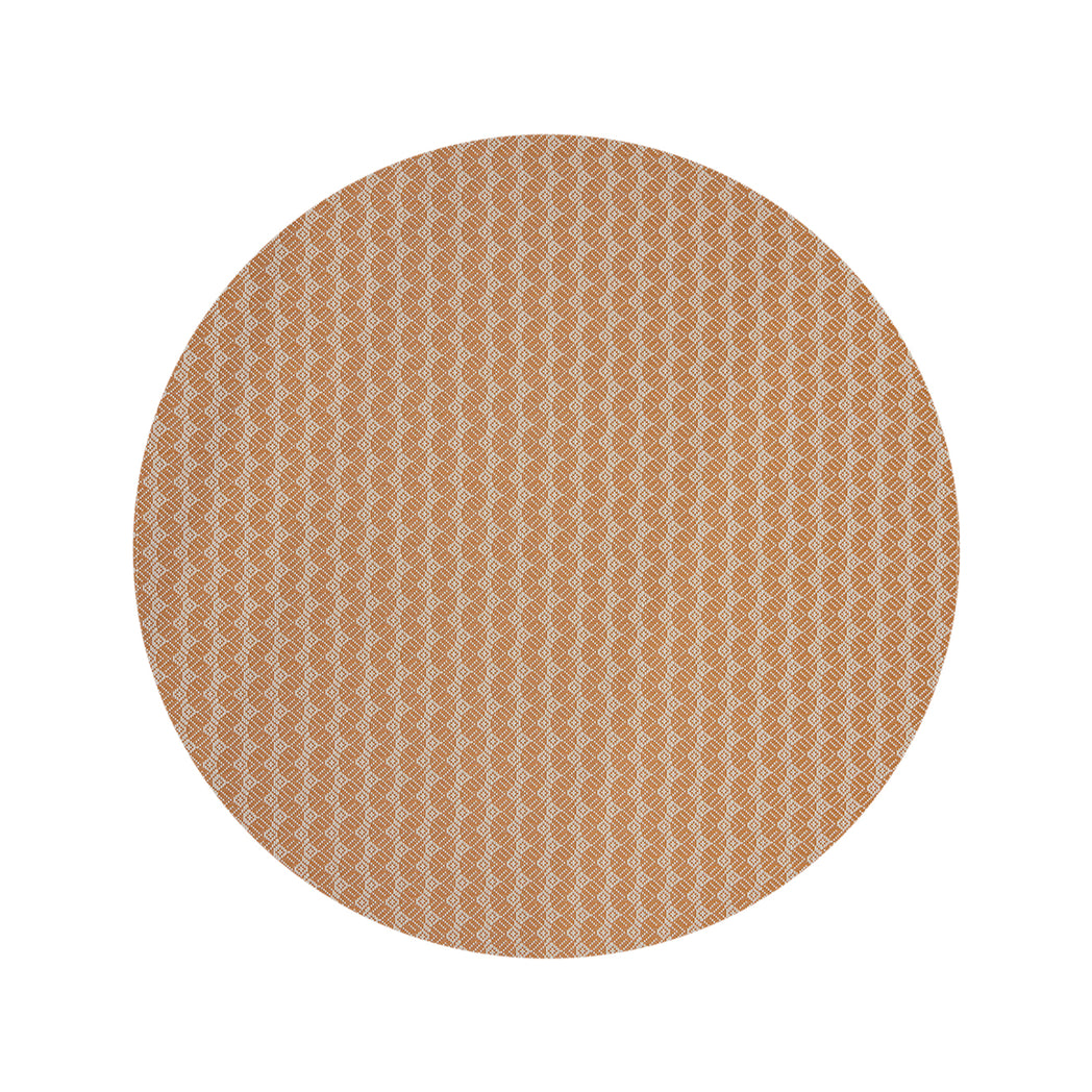 Round Woven Floor Mat in Dark Warm Tan and Off White