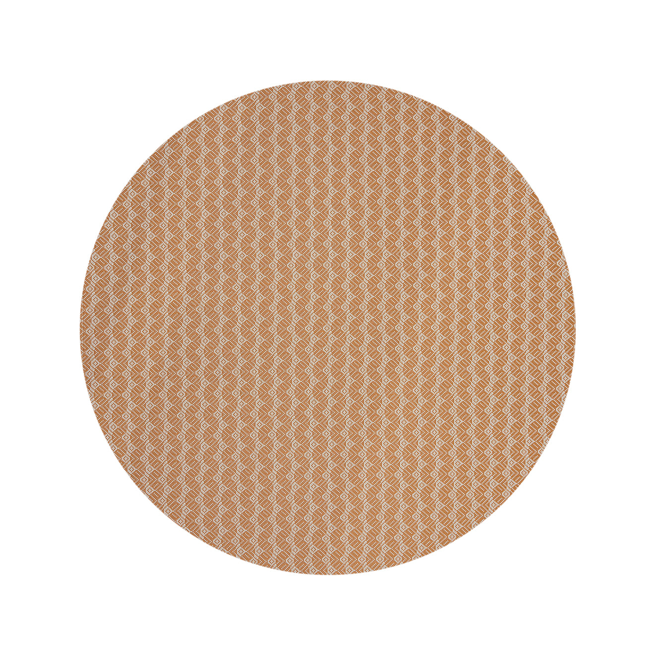 Round Woven Floor Mat in Dark Warm Tan and Off White