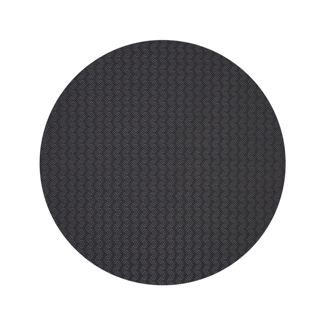 Round Woven Floor Mat in Metallic Dark Grey and Black