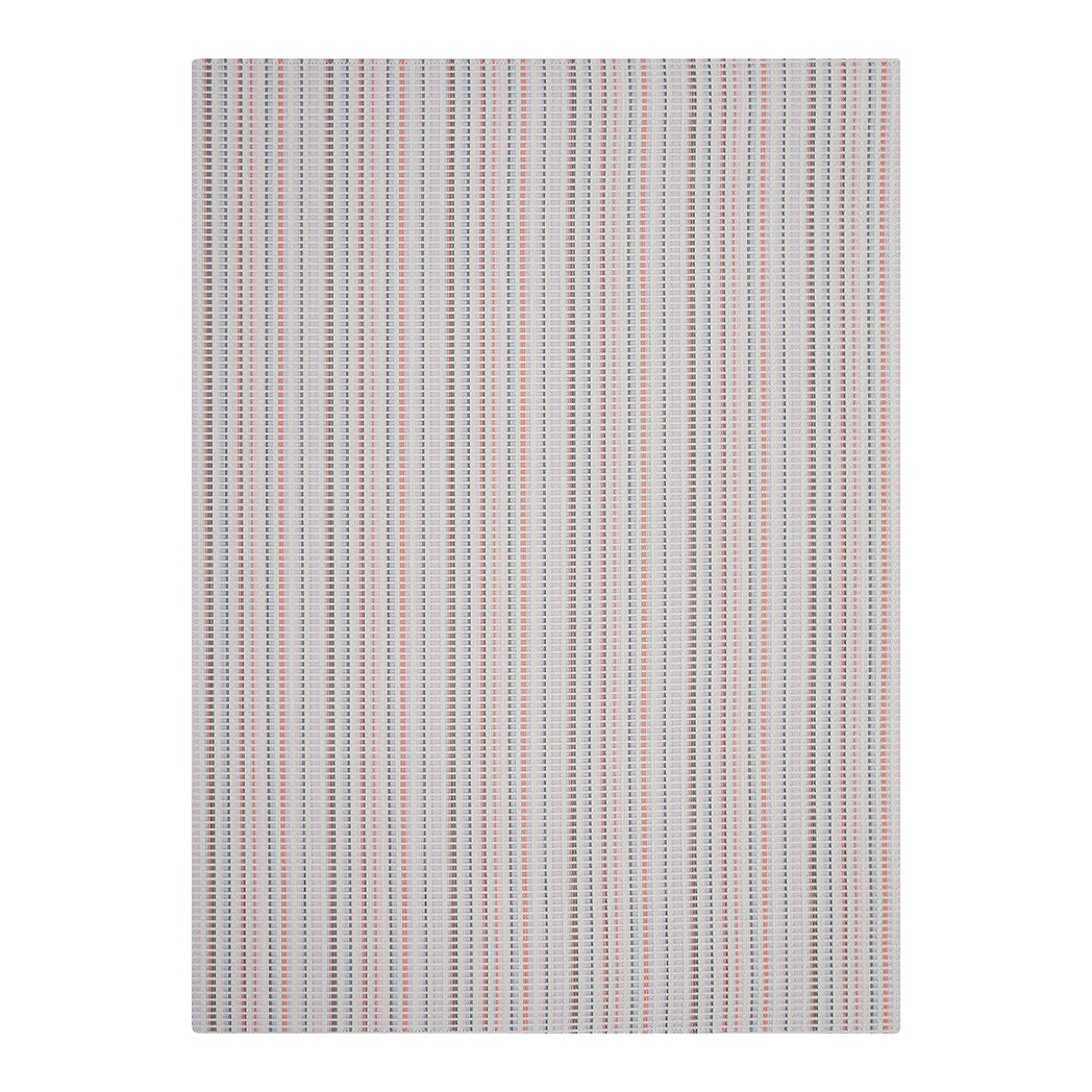Pop Woven Floor Mat in Light Neutral Beige with Light Pink, Lavender, Dark Blue and Bright Orange Pink