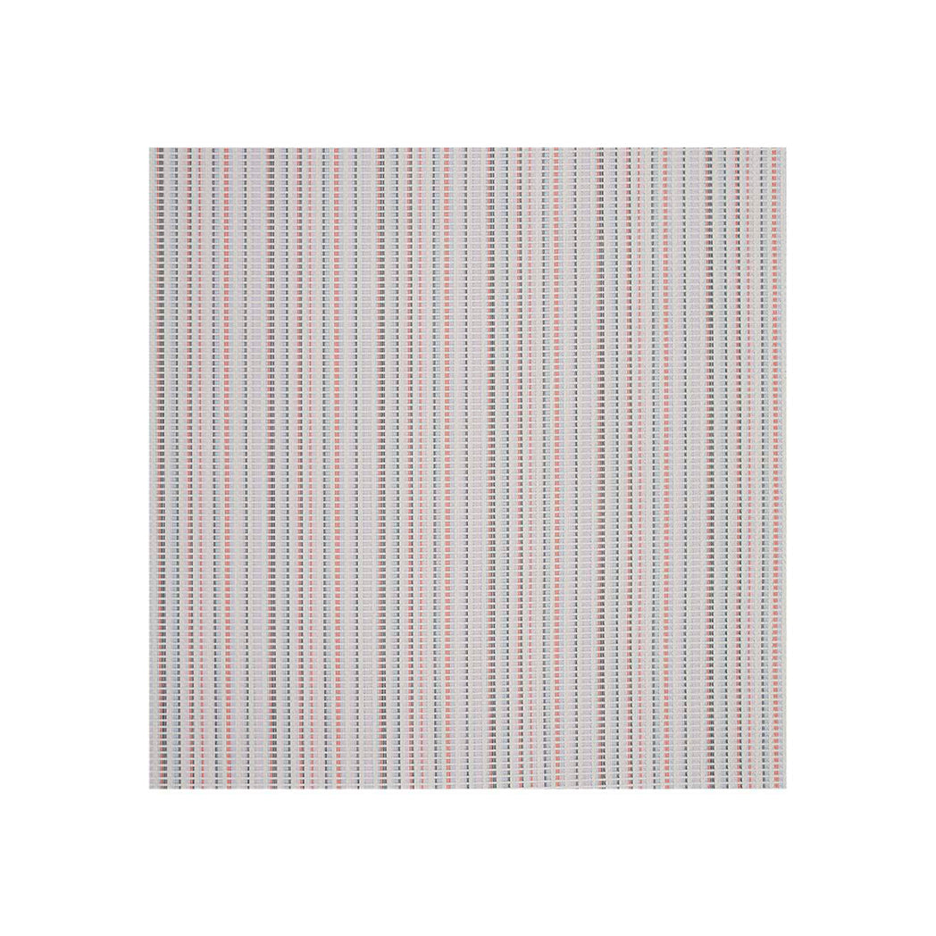 Square Woven Floor Mat in Light Neutral Beige with Light Pink, Lavender, Dark Blue and Bright Orange Pink