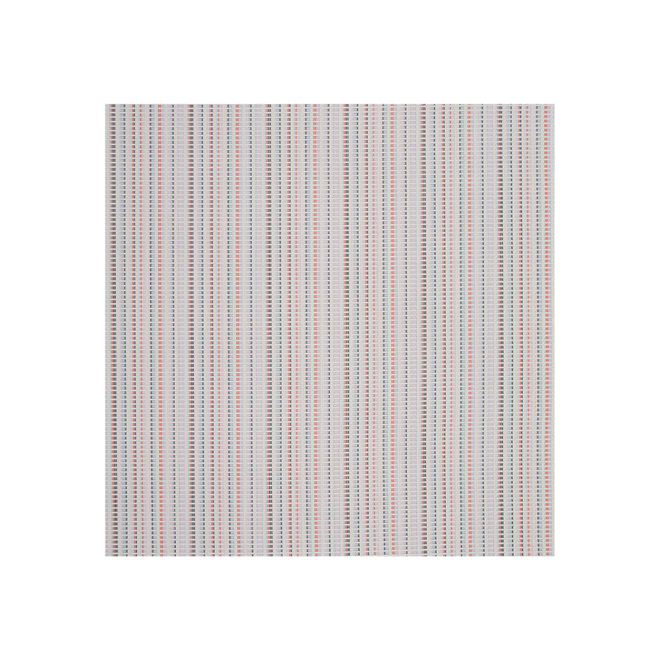 Square Woven Floor Mat in Light Neutral Beige with Light Pink, Lavender, Dark Blue and Bright Orange Pink