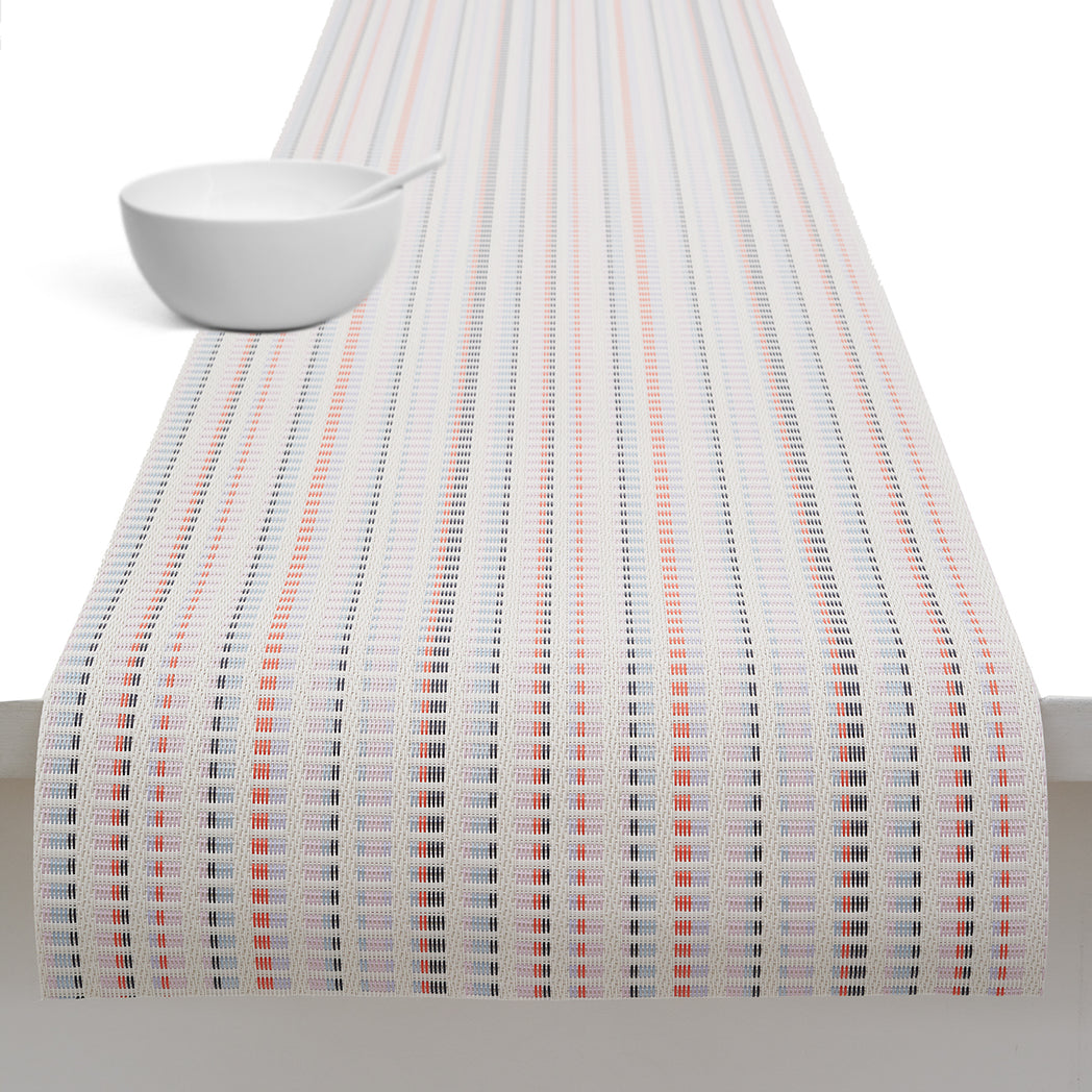 14'' x 72'' Table Runners in Light Neutral Beige with Light Pink, Lavender, Dark Blue and Bright Orange Pink