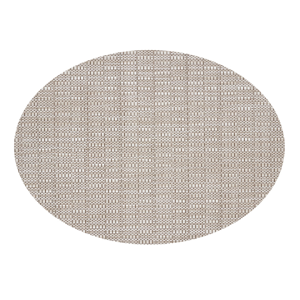 Oval Placemats in Mix of Light and Midtone Greige with White
