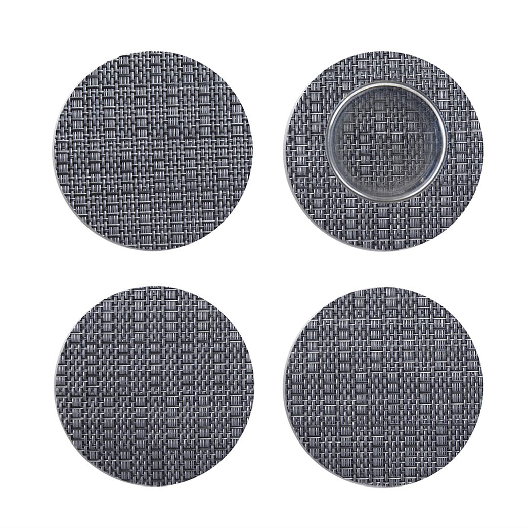 Set of 4 Coasters in Midtone Cool Silver Grey with Dark Cool Grey