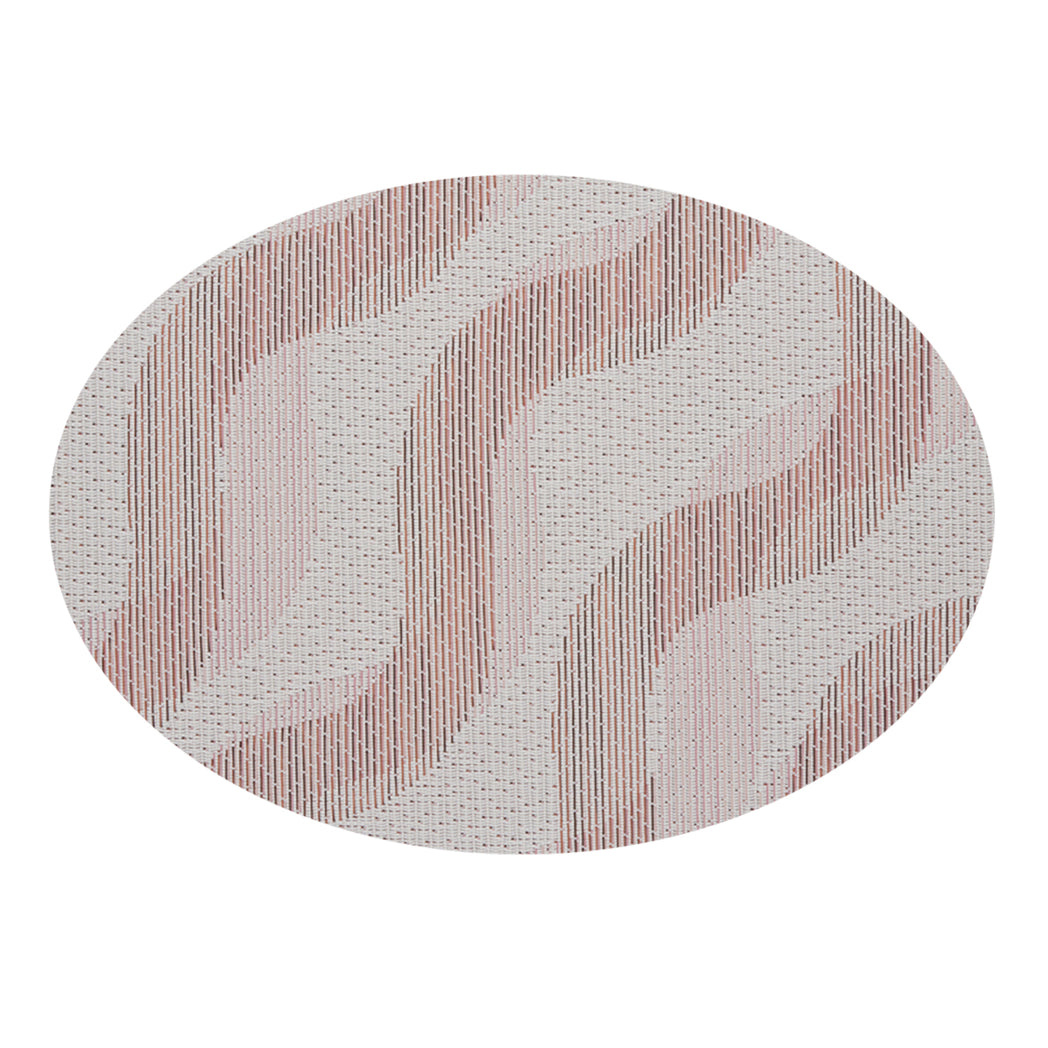 Oval Placemats in Light Neutral Beige Base with Muted Pink and Midtone Brown