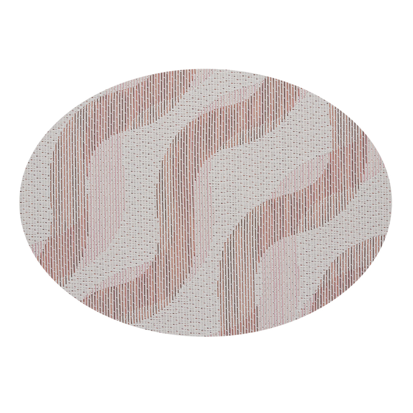 Oval Placemats in Light Neutral Beige Base with Muted Pink and Midtone Brown