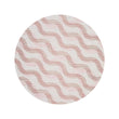 Round Woven Floor Mat in Light Neutral Beige Base with Muted Pink and Midtone Brown