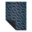 Ocean Woven Floor Mat Corner in Dark Navy Base with Muted Blue Green Tones