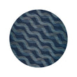 Round Woven Floor Mat in Dark Navy Base with Muted Blue Green Tones