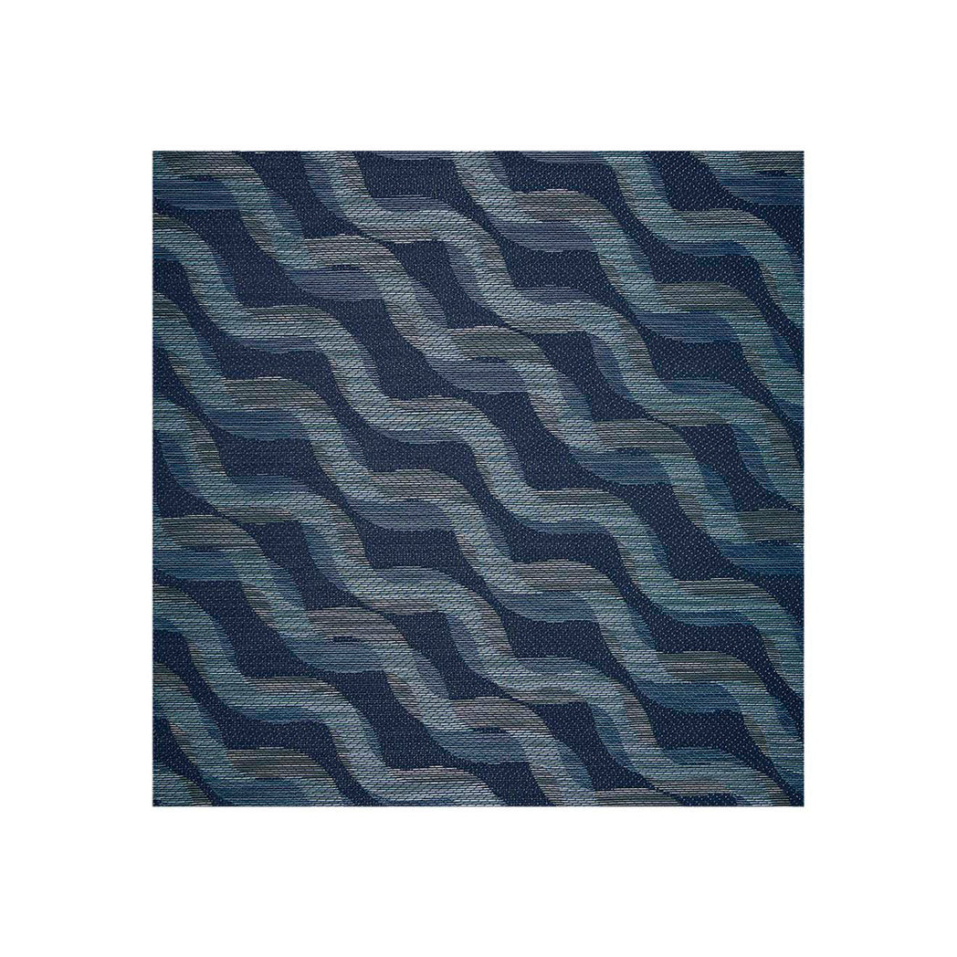 Square Woven Floor Mat in Dark Navy Base with Muted Blue Green Tones