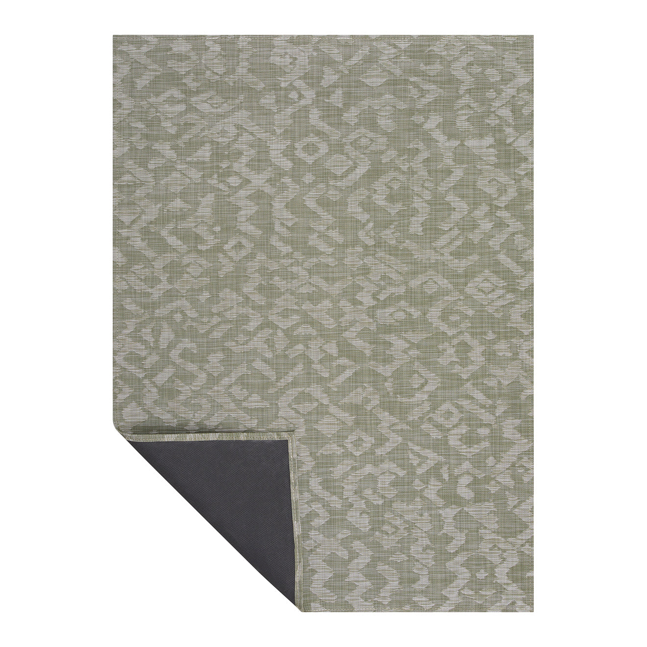 Artichoke Woven Floor Mat Corner in Mix of Midtone Warm Green and White