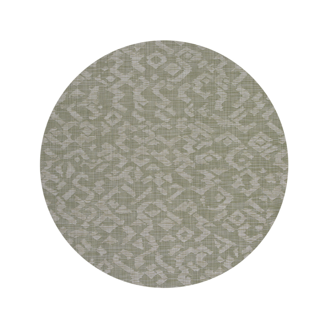 Round Woven Floor Mat in Mix of Midtone Warm Green and White