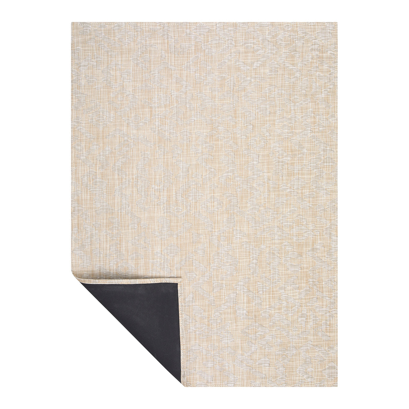 Beech Woven Floor Mat Corner in Mix of Light Warm Beige, White and Greige