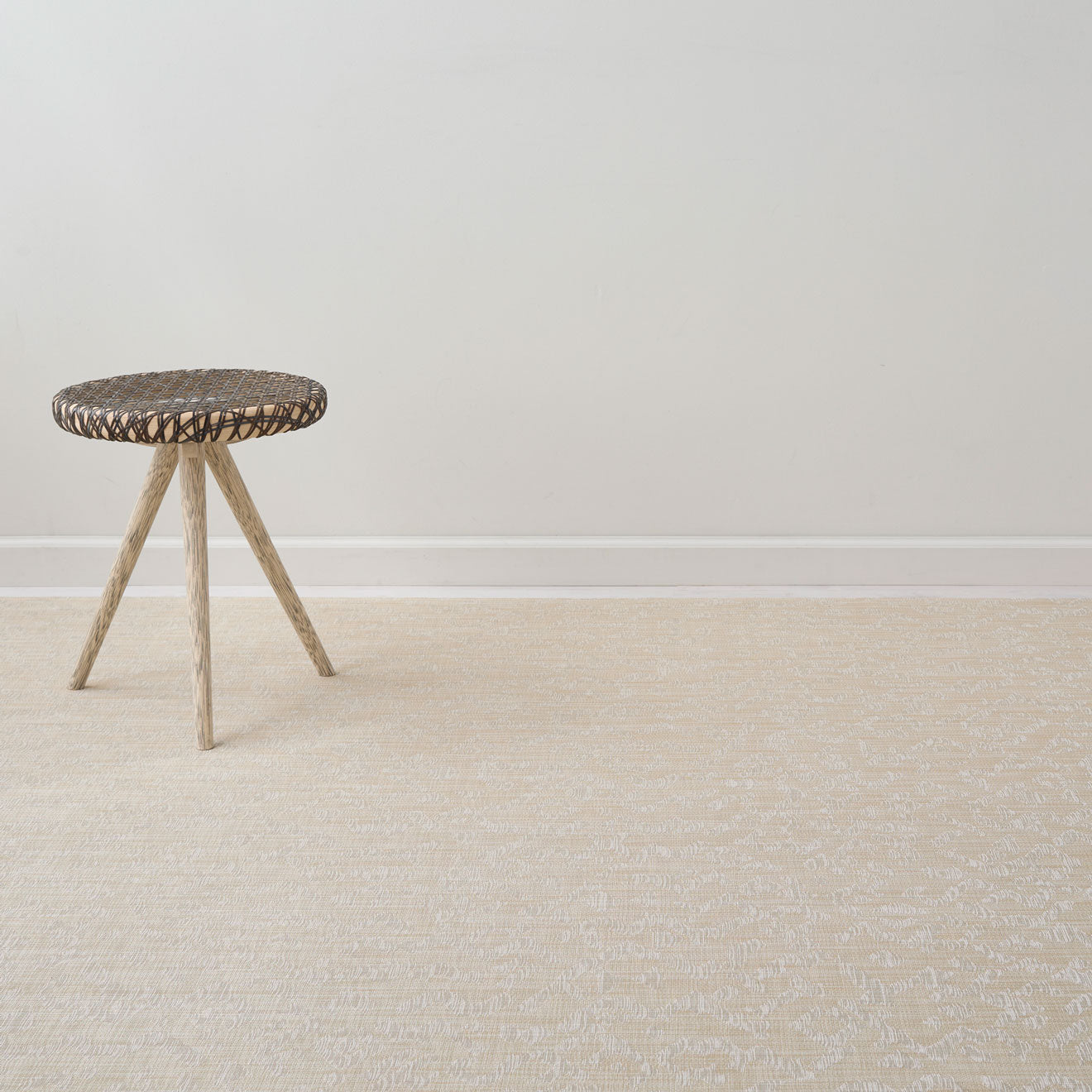 Beech Woven Floor Mat with Prop in Mix of Light Warm Beige, White and Greige