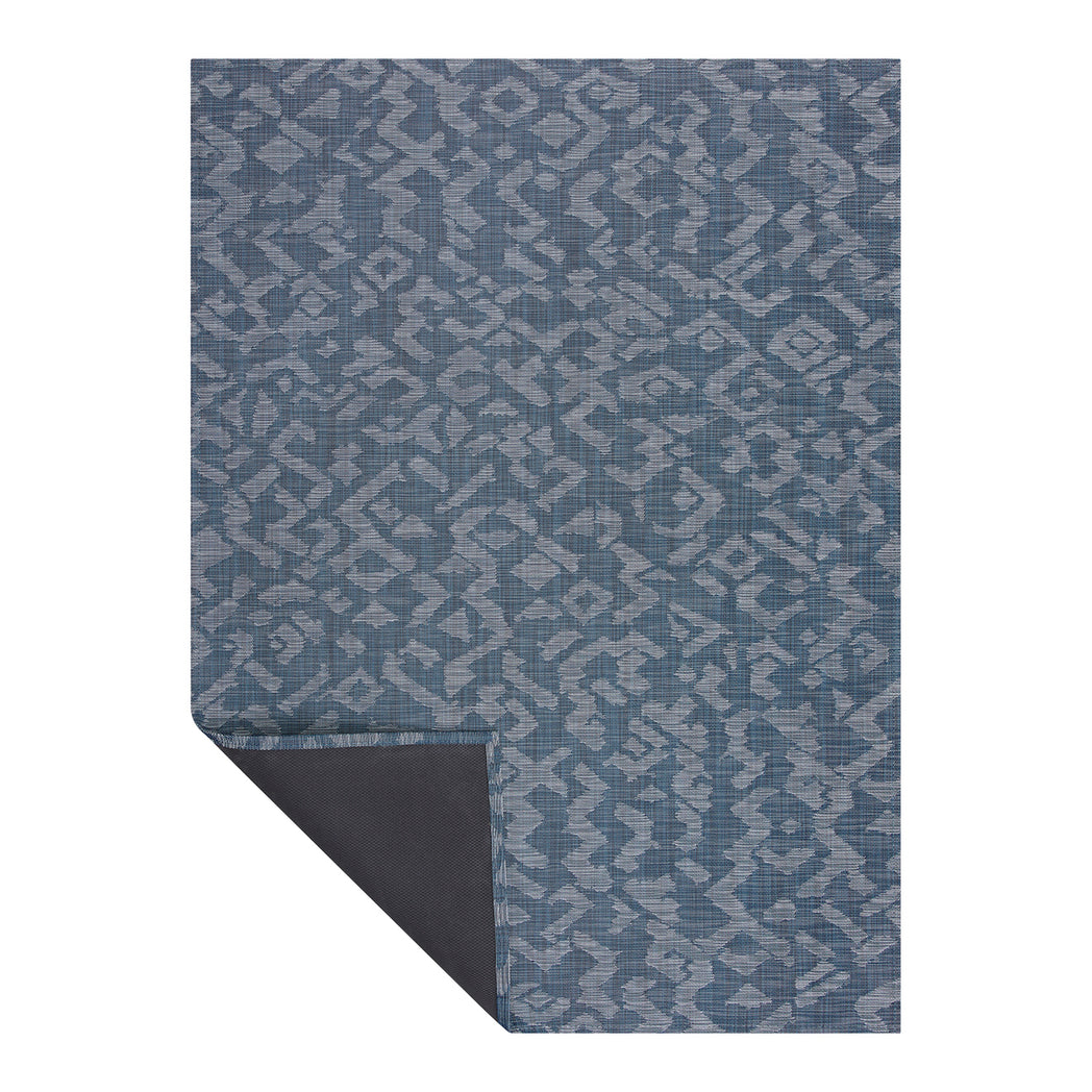 Marine Woven Floor Mat Corner in Midtone Navy with Cool Grey and White