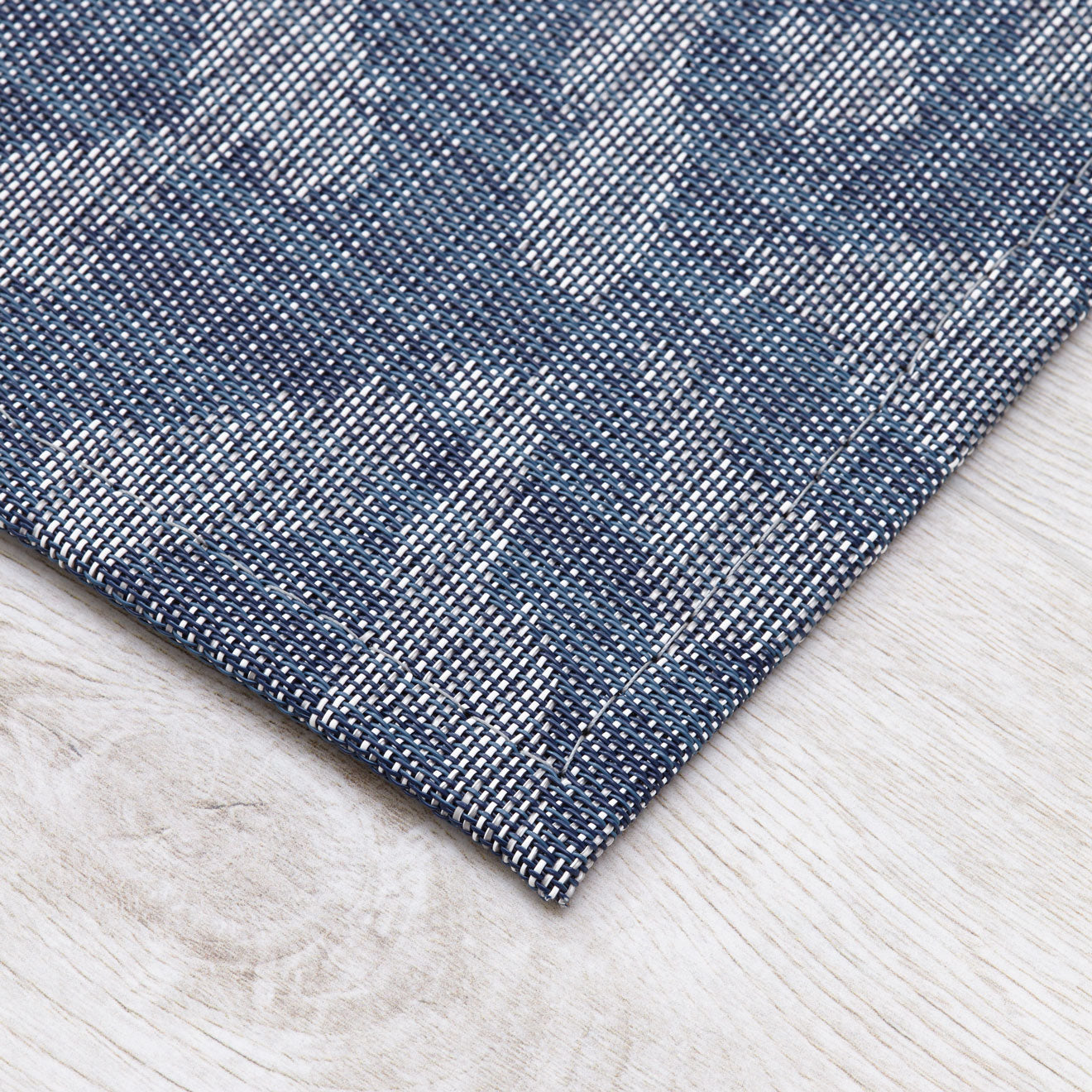 Marine Woven Floor Mat Detail in Midtone Navy with Cool Grey and White