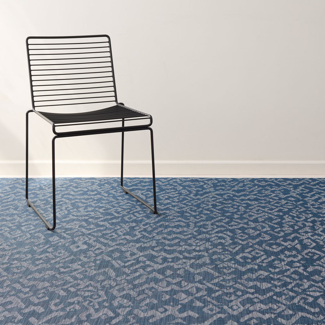 Marine Woven Floor Mat with Prop in Midtone Navy with Cool Grey and White