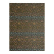 Rectangle Woven Floor Mat in Dark Green , Almost Black Base with Warm Green, Warm Pink, Muted Light Blue and Muted Oragne Accents