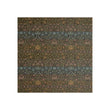 Square Woven Floor Mat in Dark Green , Almost Black Base with Warm Green, Warm Pink, Muted Light Blue and Muted Oragne Accents