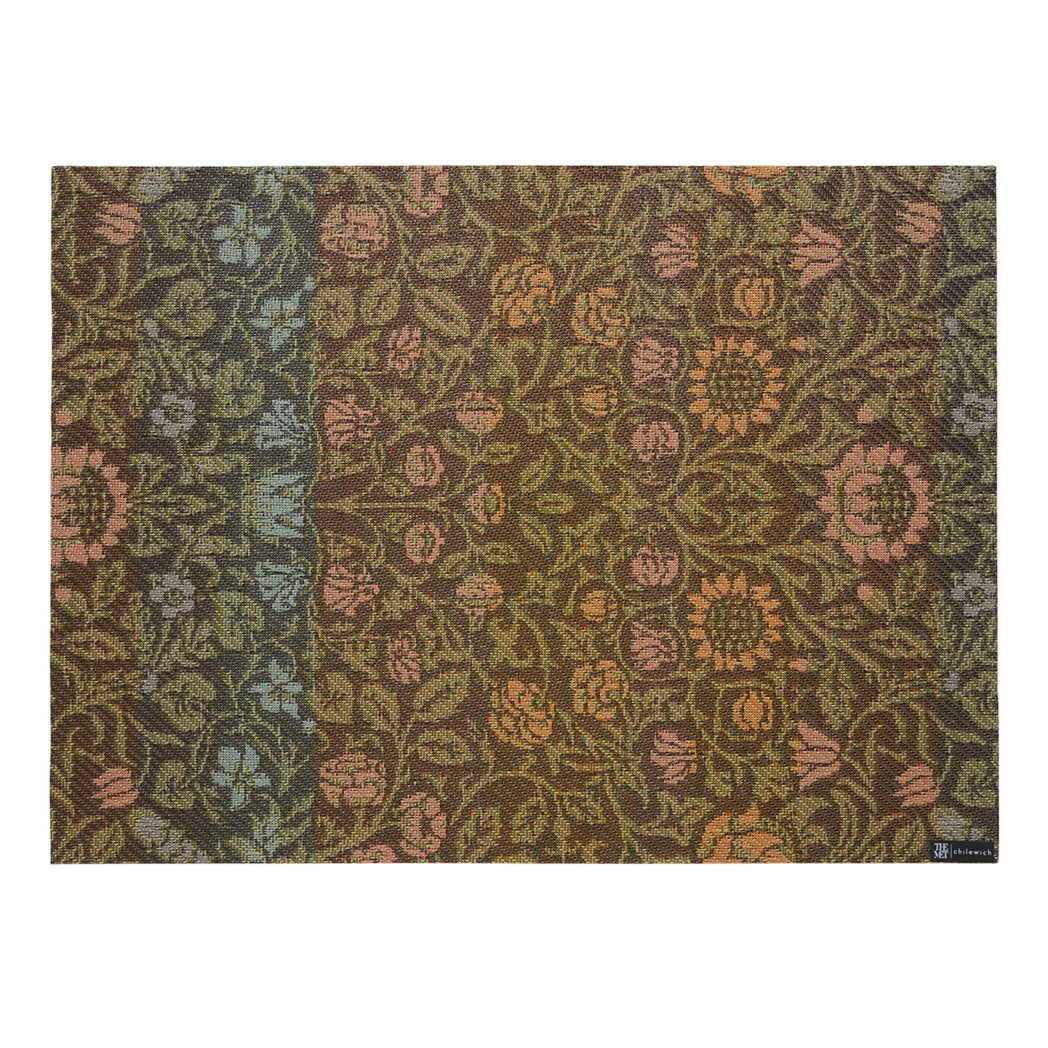 14" x 19" Placemats in Dark Green , Almost Black Base with Warm Green, Warm Pink, Muted Light Blue and Muted Oragne Accents