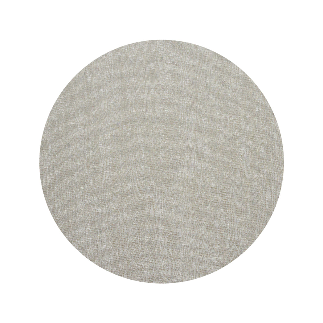 Round Woven Floor Mat in Light Neutral Beige and White
