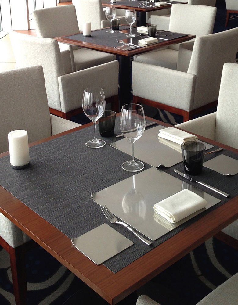 Detail image of Chilewich woven material showcasing texture, color, and pattern of the terrastrand yarn weave.