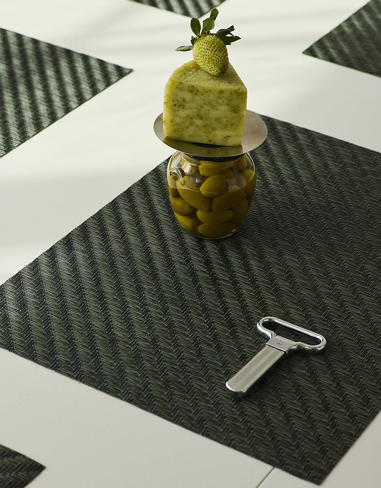 Detail image of Chilewich woven material showcasing texture, color, and pattern of the terrastrand yarn weave.