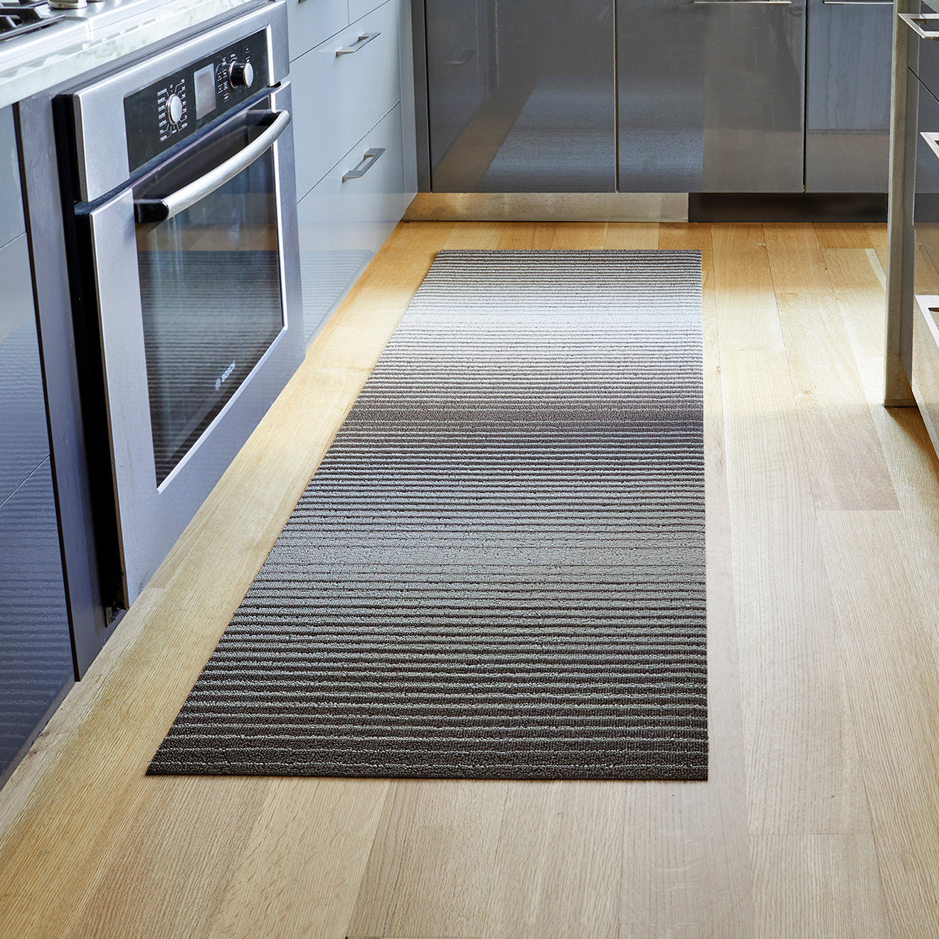Domino Stripe Shag Mats - Oak