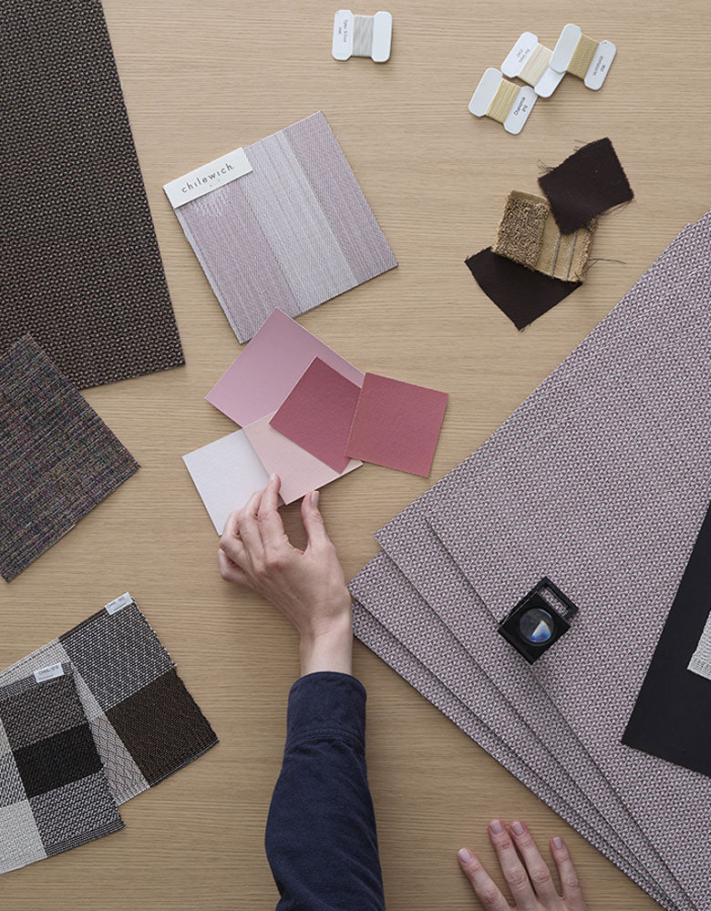 Detail image of Chilewich woven material showcasing texture, color, and pattern of the terrastrand yarn weave.