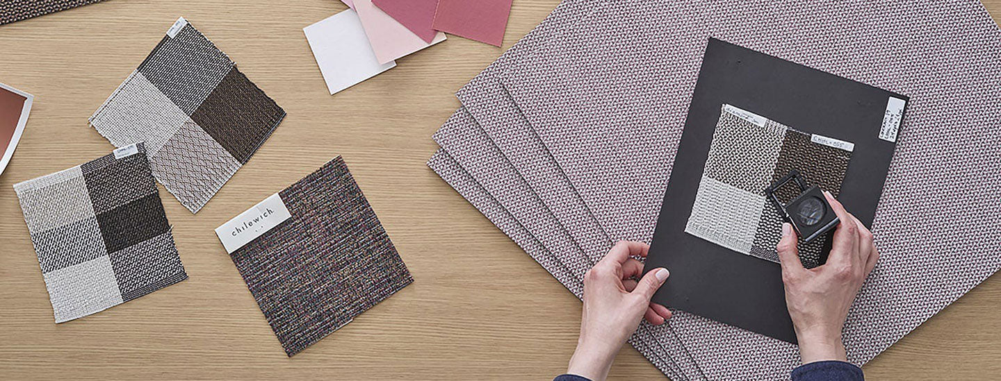Detail image of Chilewich woven material showcasing texture, color, and pattern of the terrastrand yarn weave.