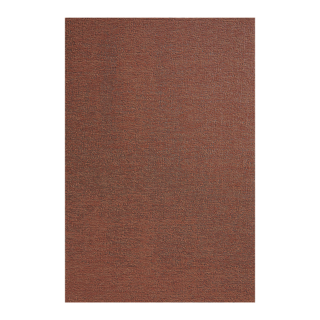 Rectangle Shag Mats in Muted Light Warm Red with Light Neutral Beige