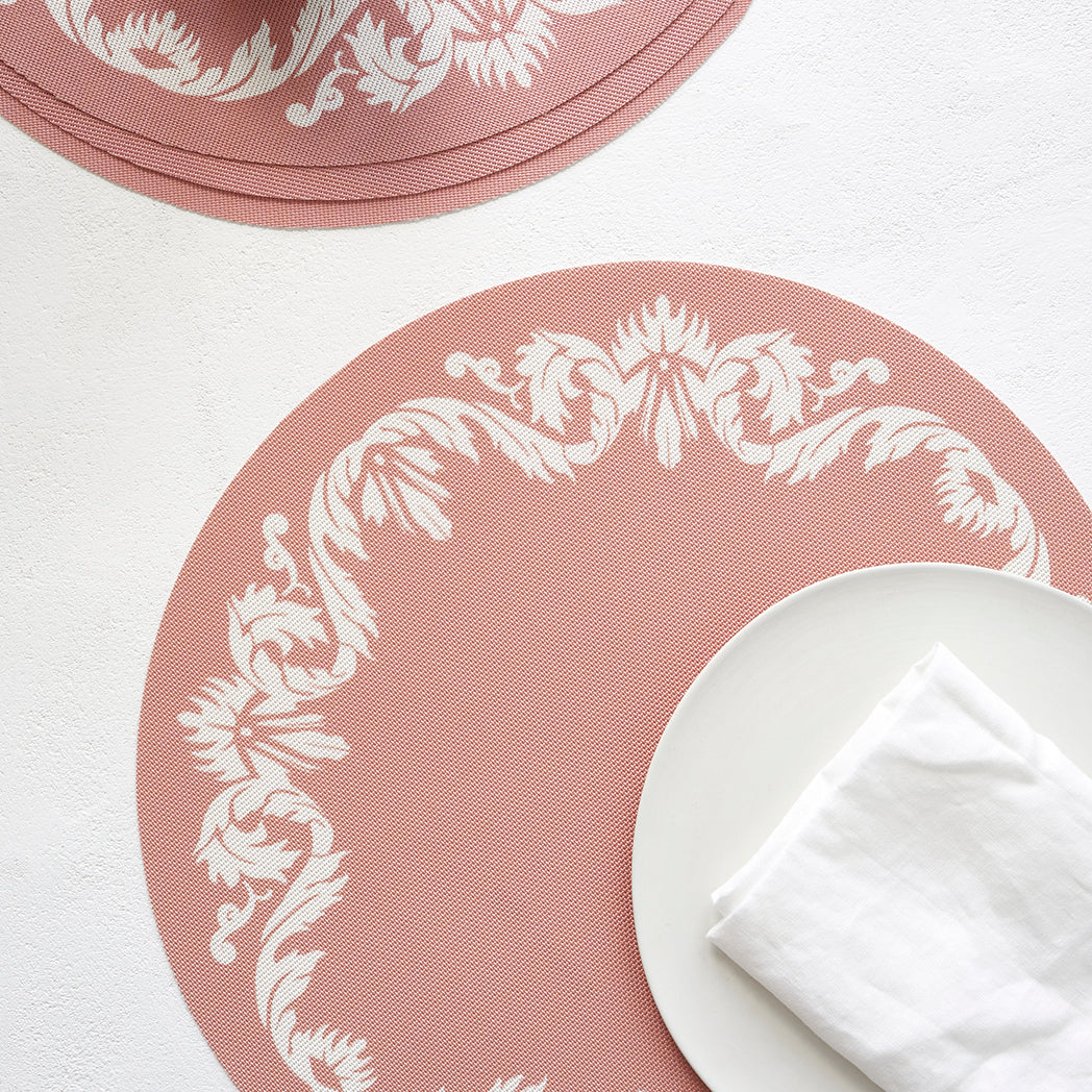 Scroll Placemats - Burnt Coral Round
