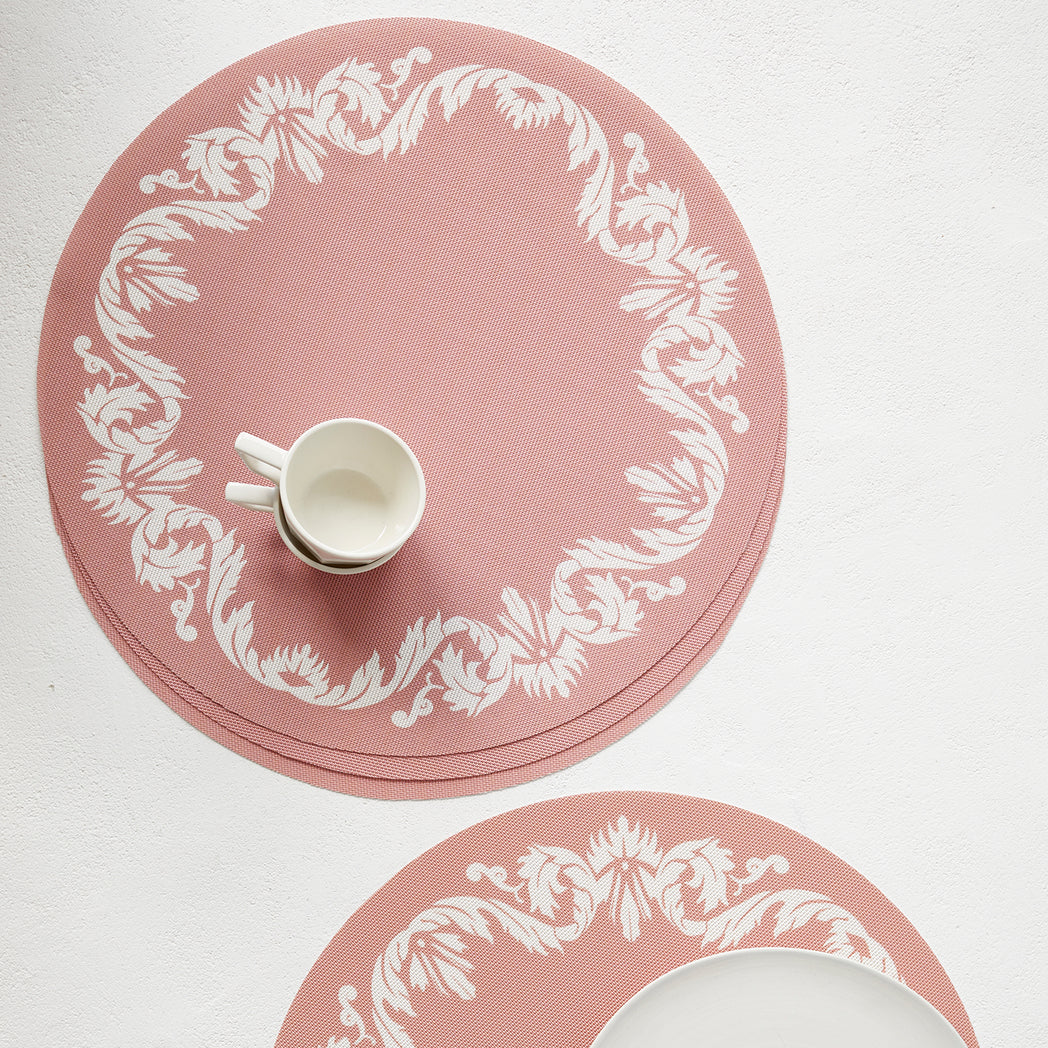 Scroll Placemats - Burnt Coral Round