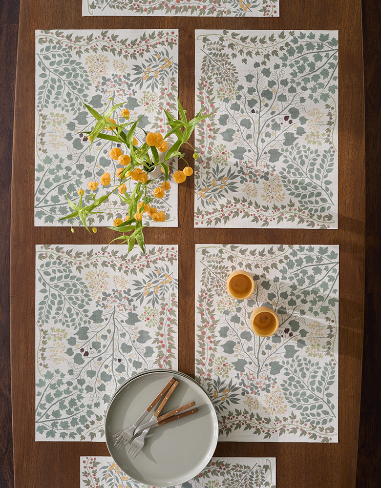 Detail image of Chilewich woven material showcasing texture, color, and pattern of the terrastrand yarn weave.