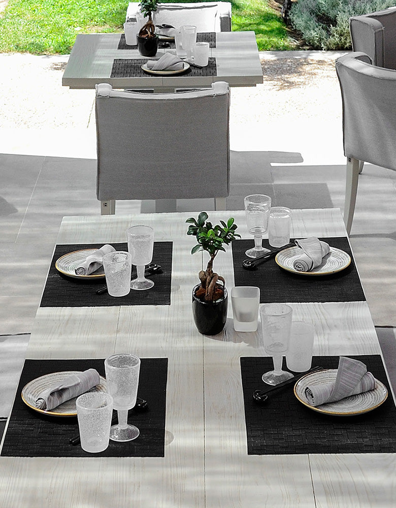 Detail image of Chilewich woven material showcasing texture, color, and pattern of the terrastrand yarn weave.