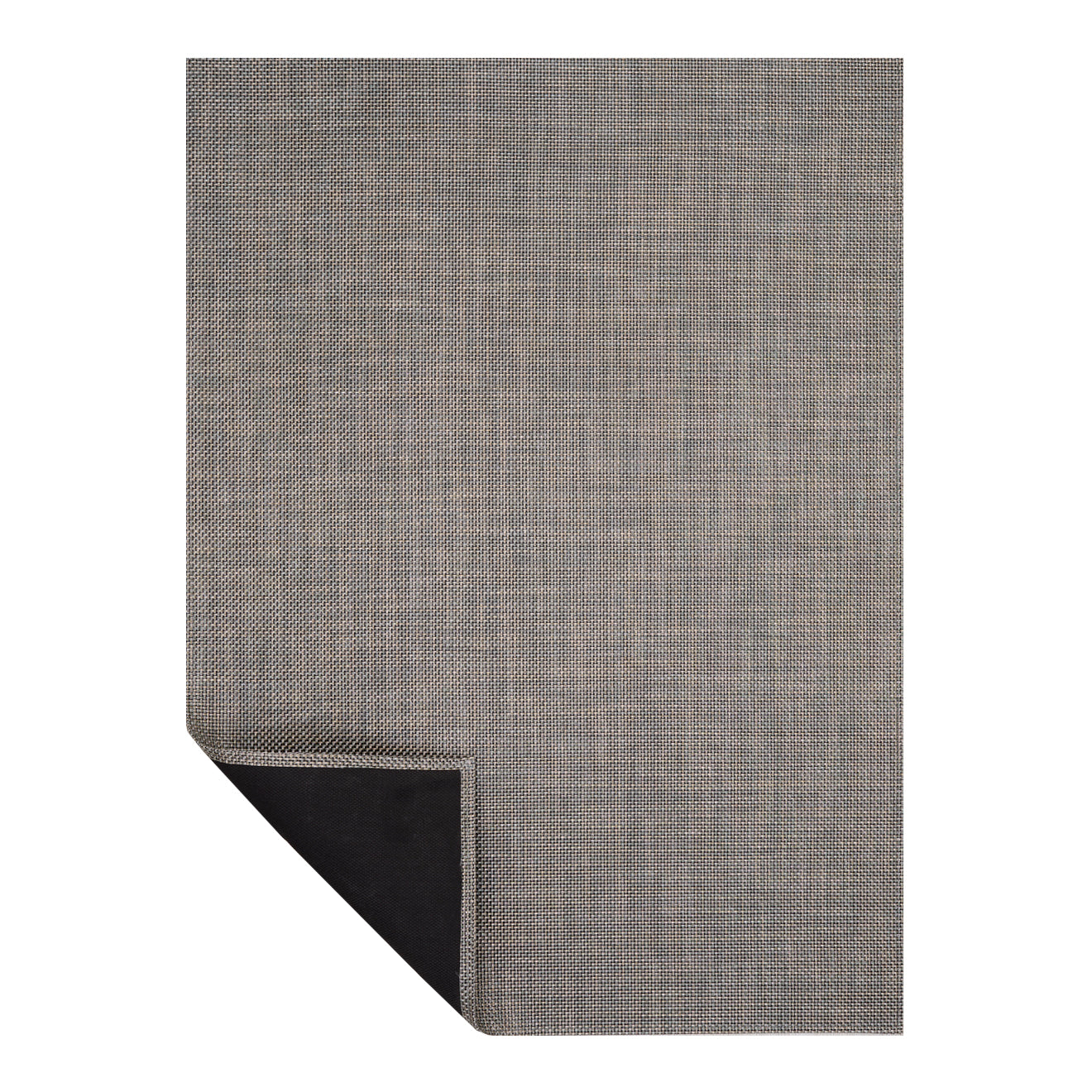Chilewich Basketweave floor mat in platinum, showcasing woven terrastrand yarn texture and modern design aesthetic.