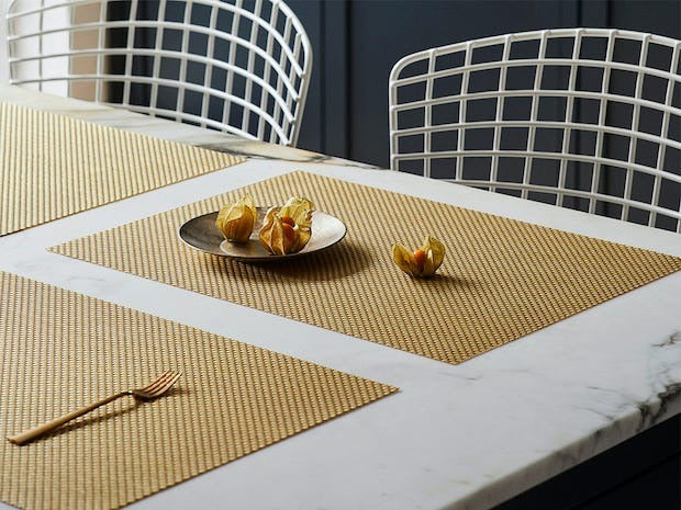 Detail image of Chilewich woven material showcasing texture, color, and pattern of the terrastrand yarn weave.