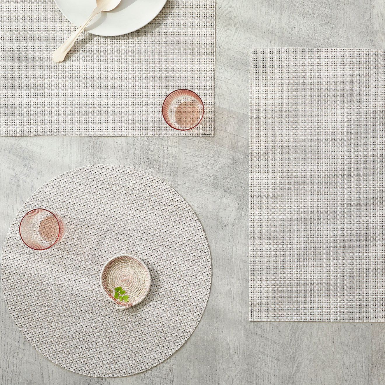 CHILEWICH 36x49 BASKET WEAVE wainut_D 4枚 Mini Basketweave Gravel