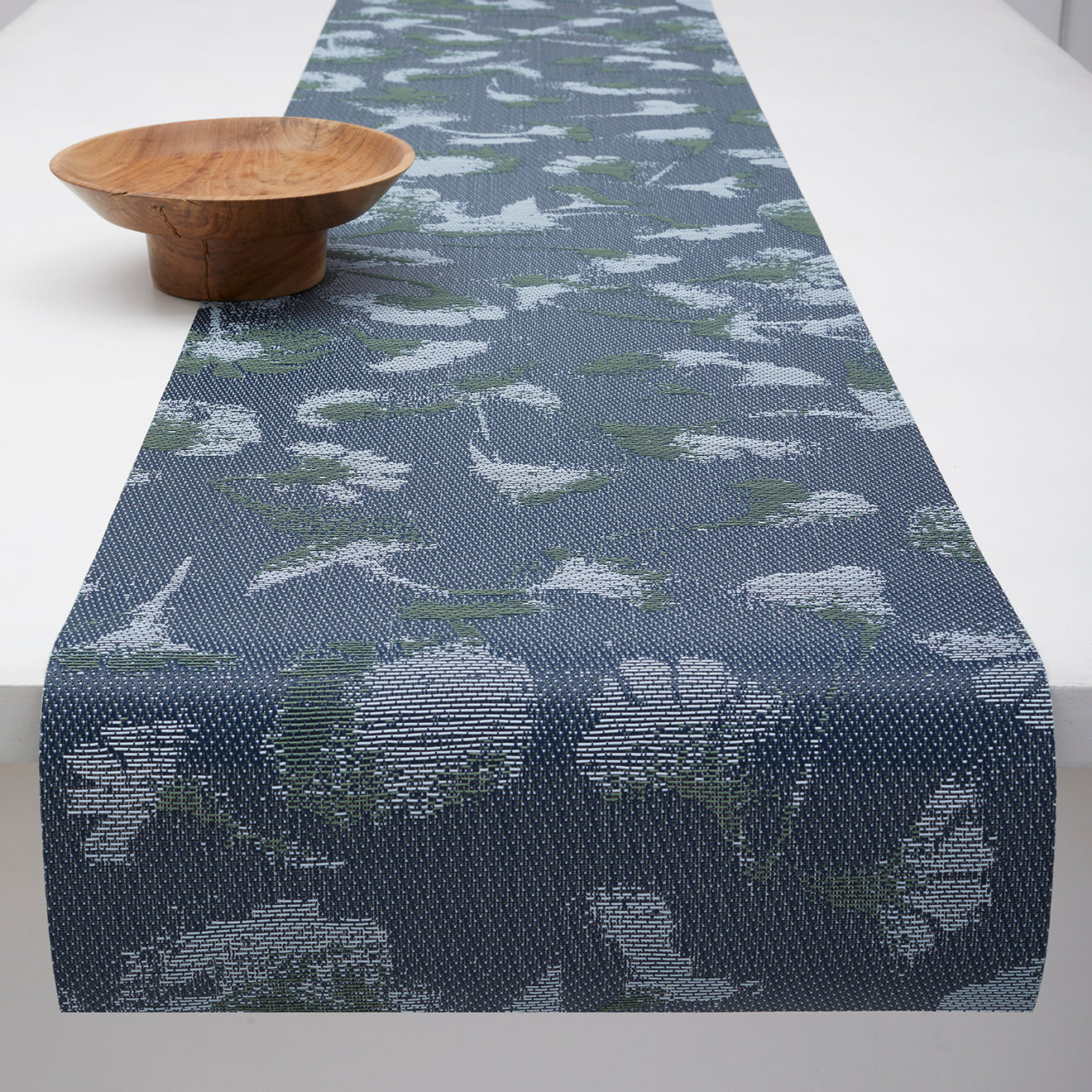 14'' x 72'' Table Runners in Dark Navy Blue Base with Light Blue and Midtone Cool Green Accents