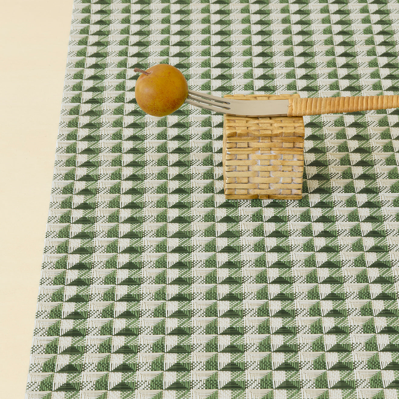 Detail image of Chilewich woven material showcasing texture, color, and pattern of the terrastrand yarn weave.