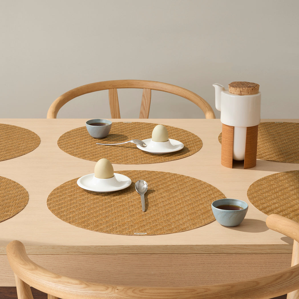 Detail image of Chilewich woven material showcasing texture, color, and pattern of the terrastrand yarn weave.