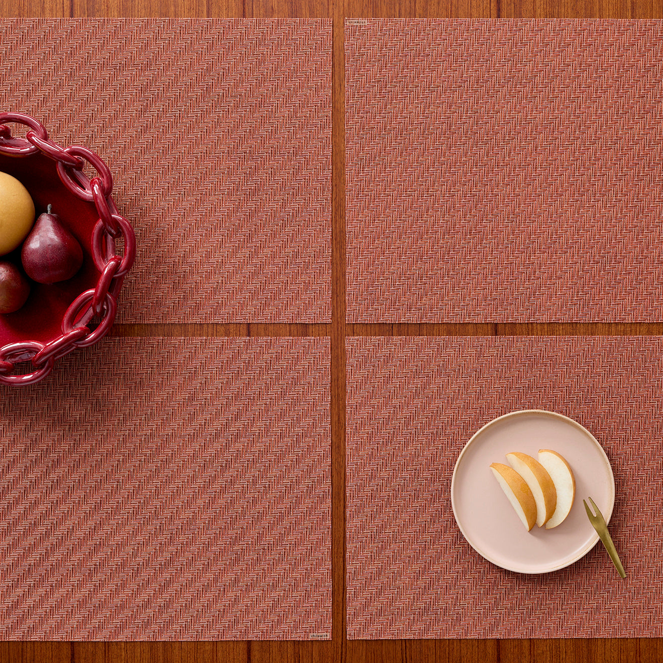Detail image of Chilewich woven material showcasing texture, color, and pattern of the terrastrand yarn weave.