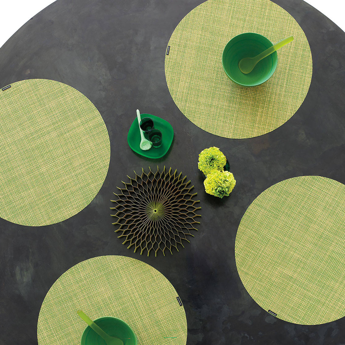 Mini Basketweave Placemats - Dill Round