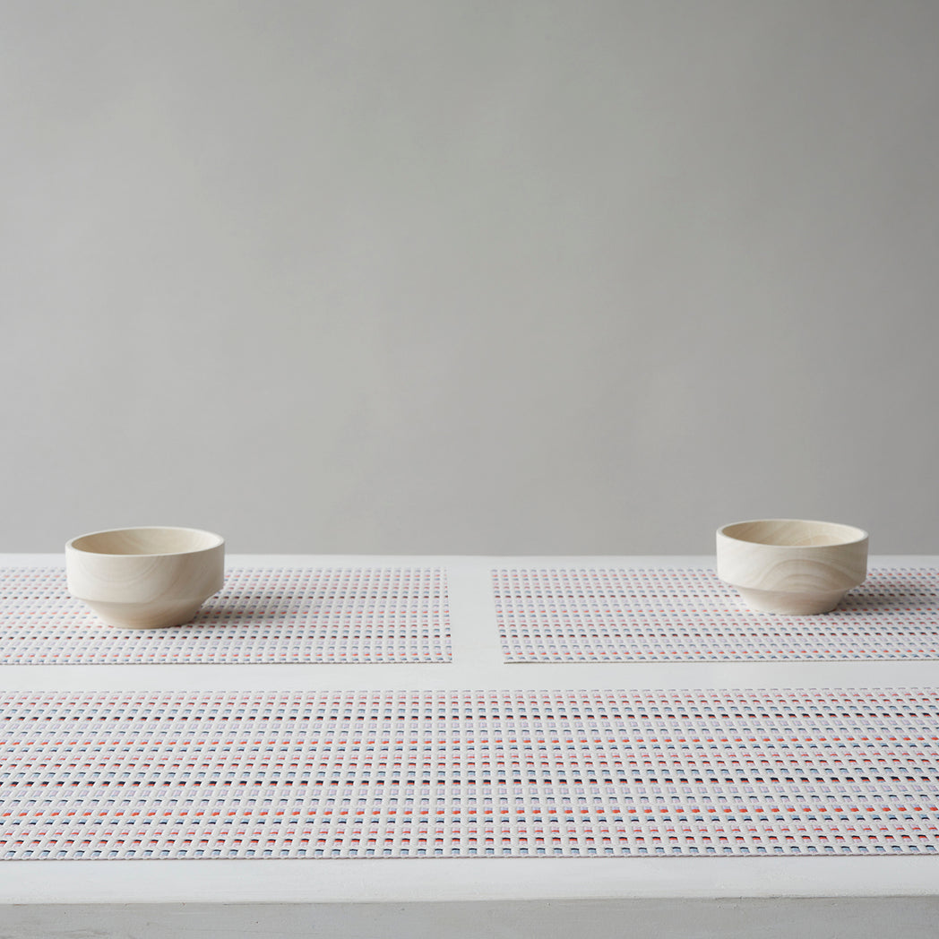 Detail image of Chilewich woven material showcasing texture, color, and pattern of the terrastrand yarn weave.